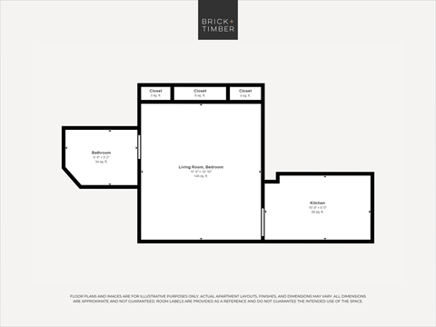 Floor plan for studio, 1 bath, 257 sqft
